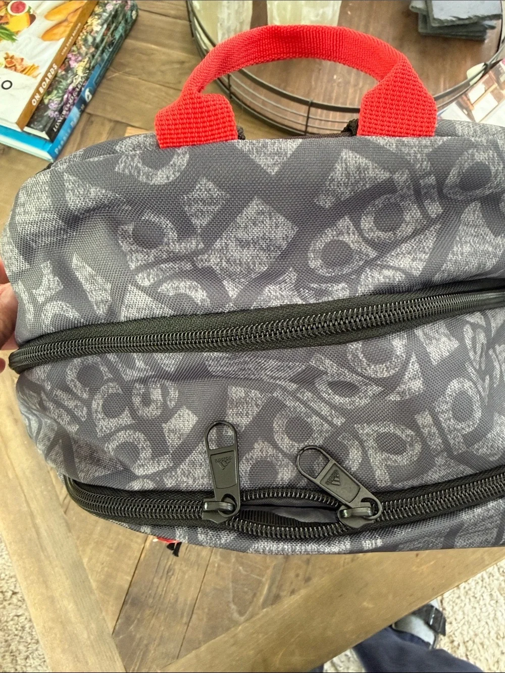 adidas Men's Grey LogoBackpack with Red Accents